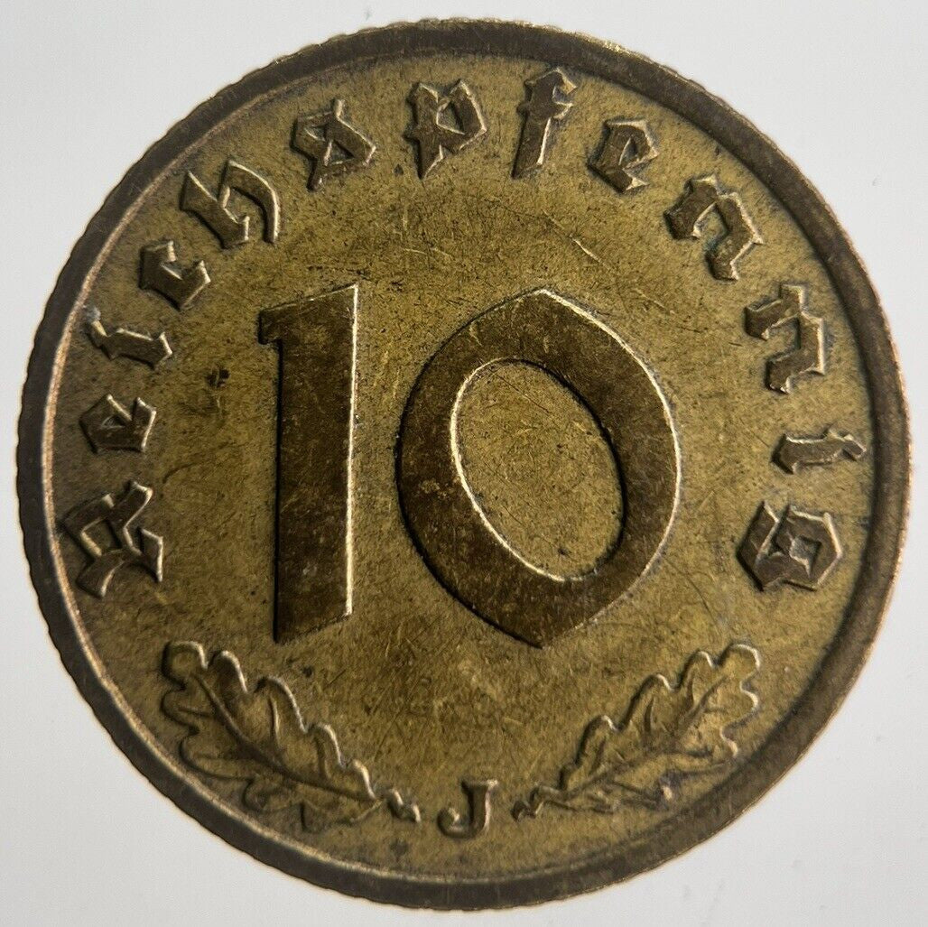 1938 - J Germany Nazi 10 Pfennig Coin | Fine Collectable Grade | a4542