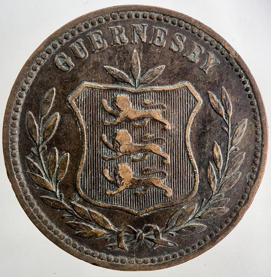 1910 Guernsey 8 Doubles Coin | Fine Collectable Grade