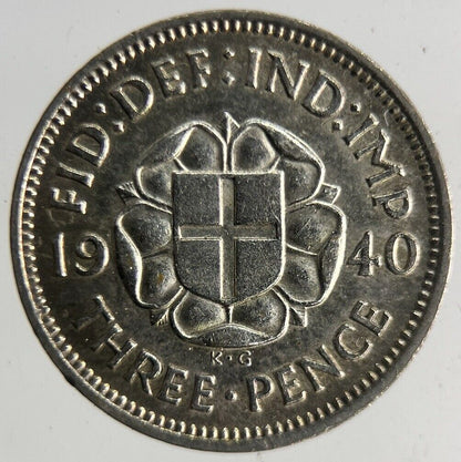 1940 George VI Threepence Silver Coin | Fine Collectable Grade