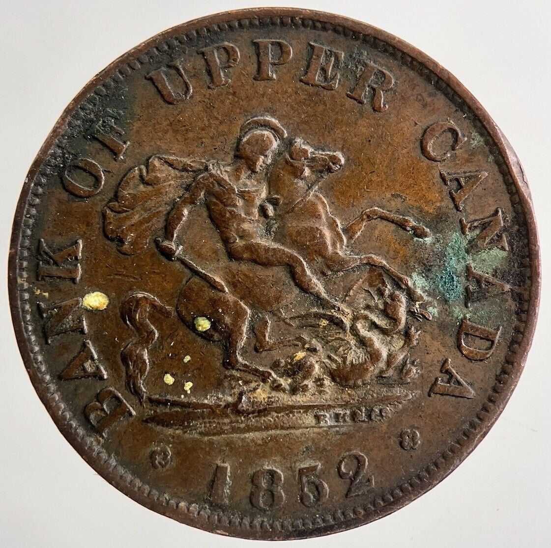 1852 Canada Bank Token Half - Penny Coin | Very High Grade