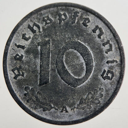 1941-A Germany Nazi 10 Pfennig Coin | Fine Collectable Grade | a7101