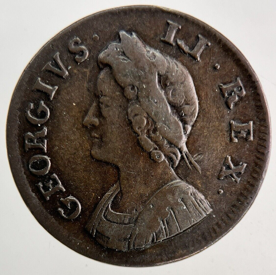 1733 George II 2nd Farthing Coin | Very High Grade