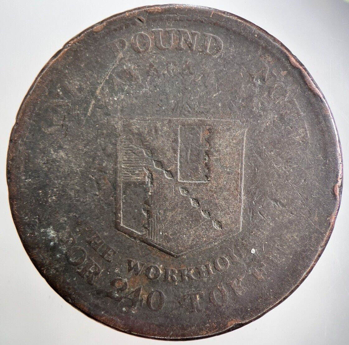 1814 Birmingham Workhouse One Penny Token Coin | Fair Grade