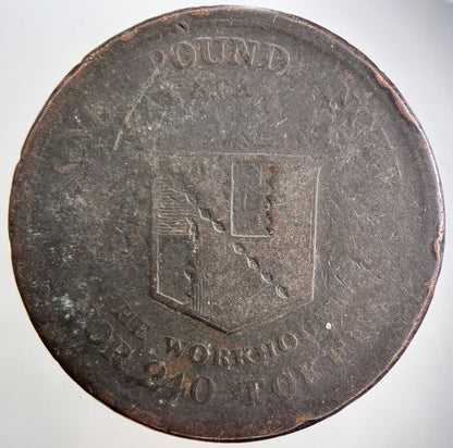1814 Birmingham Workhouse One Penny Token Coin | Fair Grade