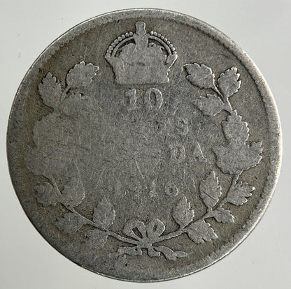 1916 Canada 10 Cents Silver Coin | Fair Grade