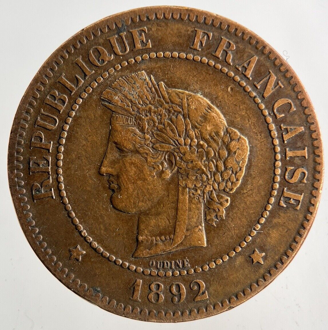 1892 France 5 Centimes Coin | Fine Collectable Grade