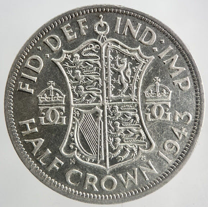 1943 George VI Half-Crown Silver Coin | Fine Collectable Grade