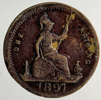 1897 Victoria Farthing Small Toy Money Coin | Fine Collectable Grade