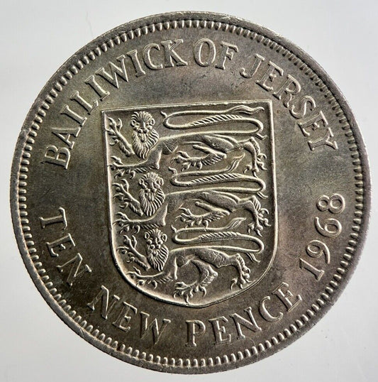 1968 Jersey 10p 10 Ten - Pence Coin | Very High Grade | a4993