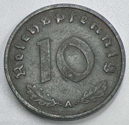 1940 - A Germany Nazi 10 Pfennig Coin | Fine Collectable Grade | a455