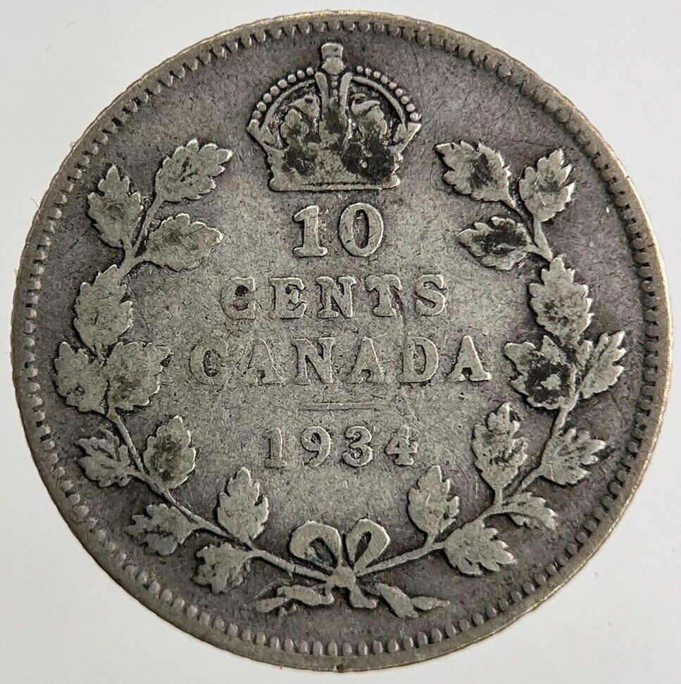 1934 Canada 10 Cents Silver Coin | Collectable Grade