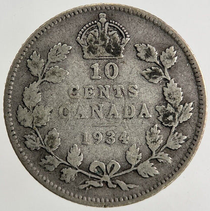 1934 Canada 10 Cents Silver Coin | Collectable Grade
