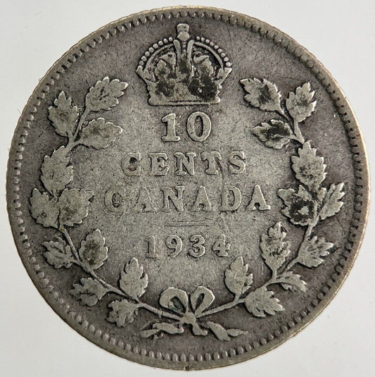 1934 Canada 10 Cents Silver Coin | Collectable Grade