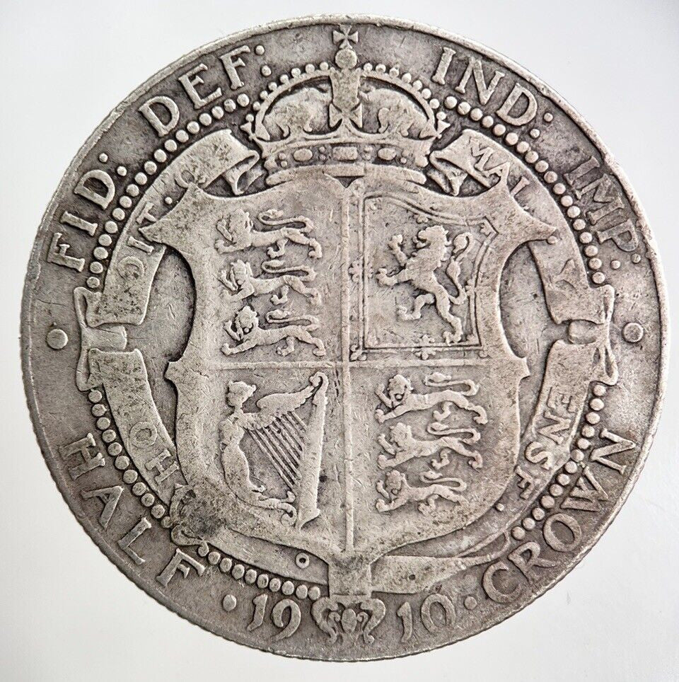 1910 Edward VII Half - Crown Silver Coin | Fine Collectable Grade