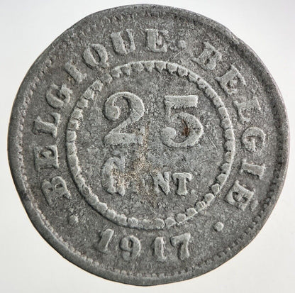 1917 Belgium 25 Cent Coin | Fine Collectable Grade