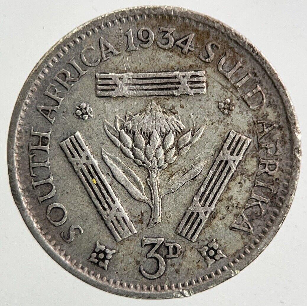 1934 South Africa Threepence Silver Coin | Fine Collectable Grade
