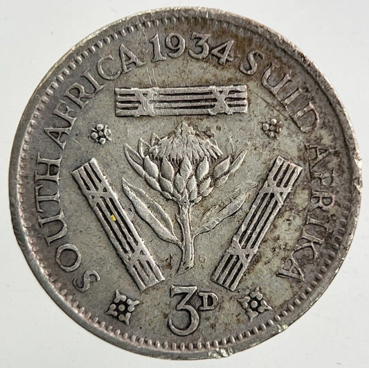 1934 South Africa Threepence Silver Coin | Fine Collectable Grade