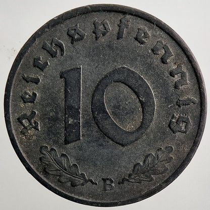 1941-B Germany Nazi 10 Pfennig Coin | Fine Collectable Grade | a1818