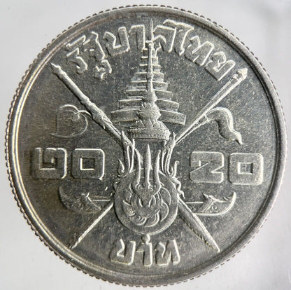 1963 Thai Thailand Rama XI Silver 20 Baht Silver Coin | Fine Collectable Grade