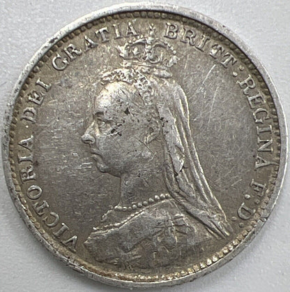 1889 Threepence | British Silver Coin | Victoria | Fine Grade | a065