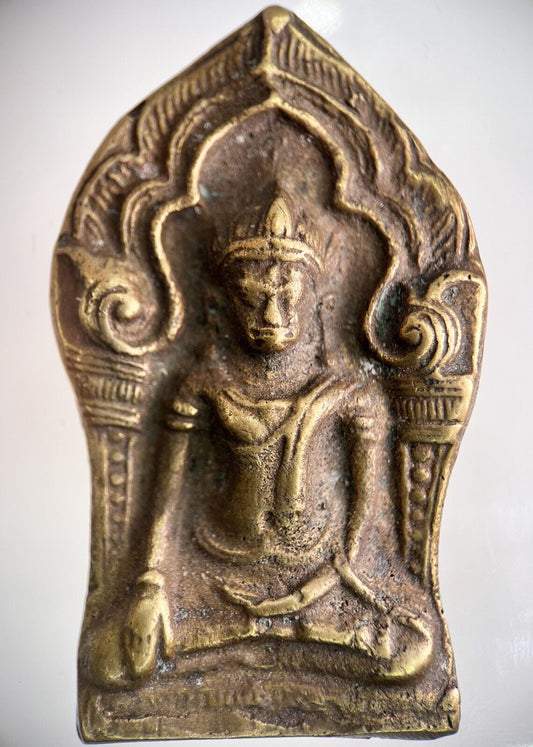 Thailand Old Thailand Thai Buddha Charm Metal Statue Amulet | Height 6cm