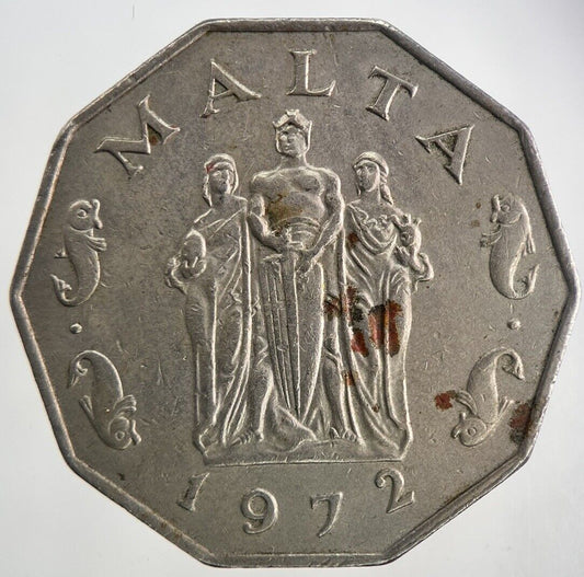 1972 Malta 50 Cents Coin | Fine Collectable Grade