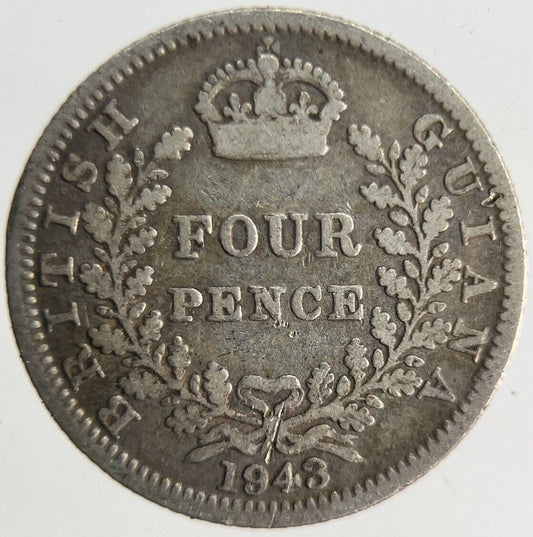 1943 Belize British Guiana Four-Pence Silver Coin | Collectable Grade