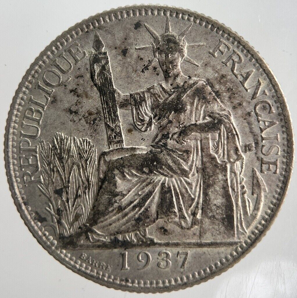 1937 20 Cents Centimes Indo - China France Silver Coin | Collectable Grade | a4467