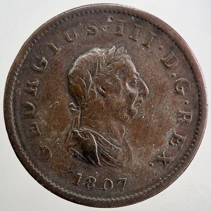 1807 George 3rd III Half-Penny Coin | Fine Collectable Grade | a6061