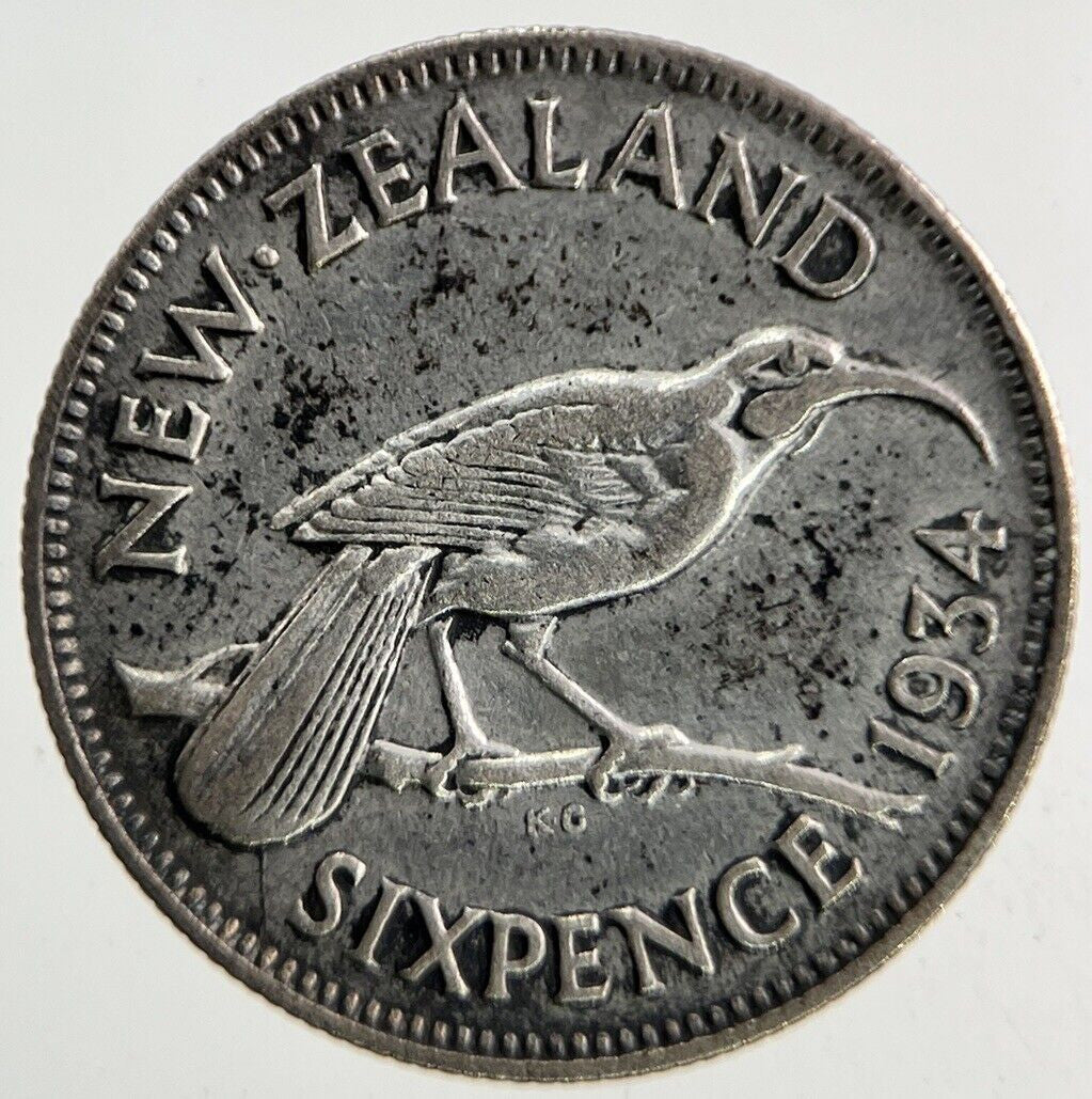 1934 New Zealand Sixpence Silver Coin | Fine Collectable Grade