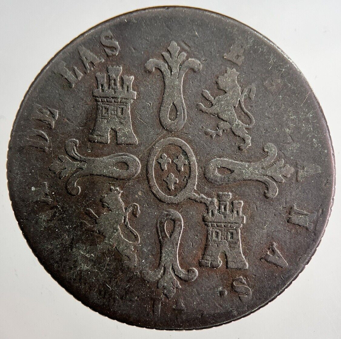 1850 Spain 8 Maravedis Coin | Collectable Grade | a8207
