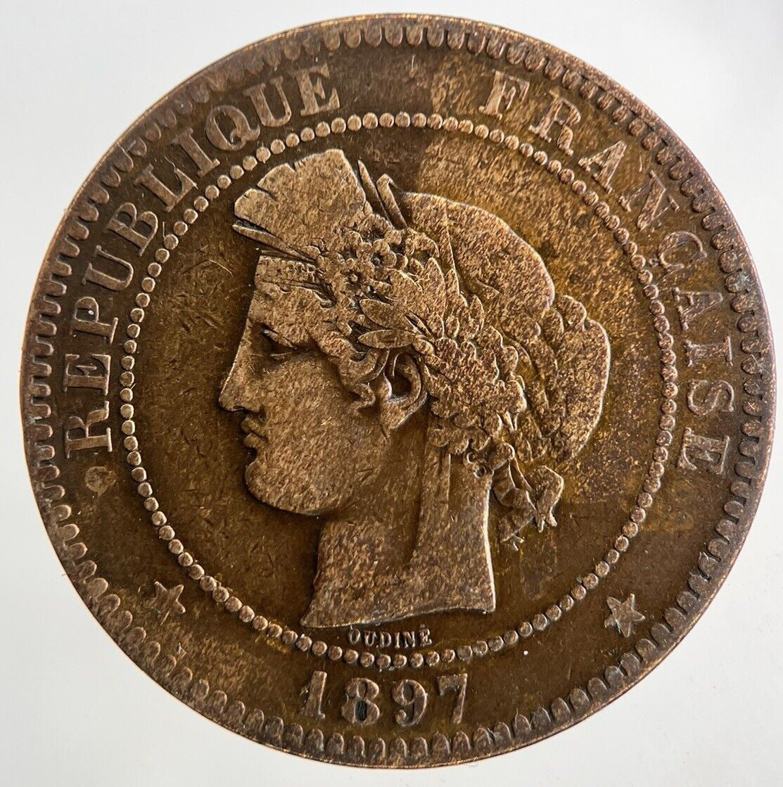 1897 France 10 Centimes Coin | Fine Collectable Grade