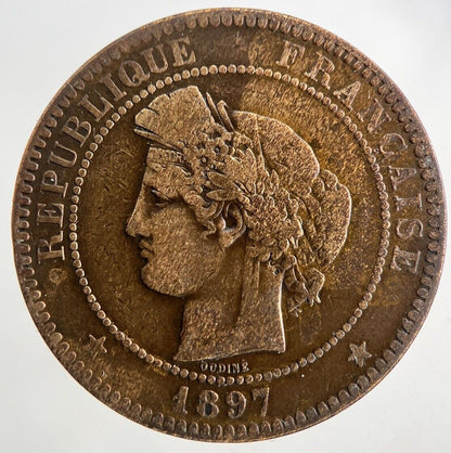 1897 France 10 Centimes Coin | Fine Collectable Grade