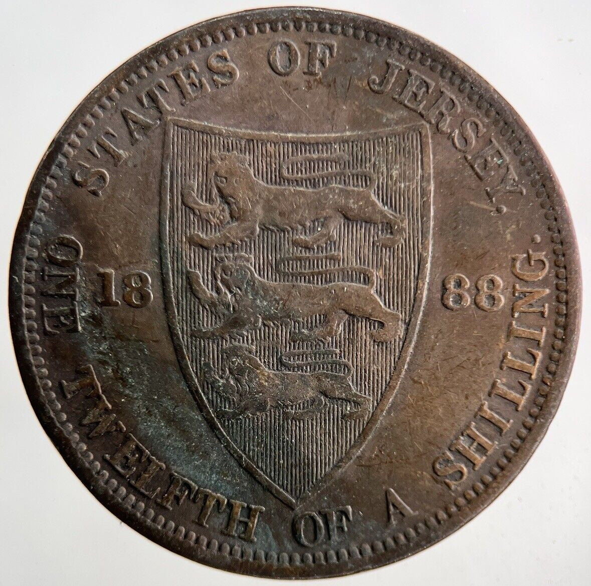 1888 Jersey One Twelfth Of A Shilling 1/12th Coin | Fine Collectable Grade