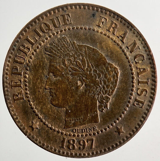 1897 France 2 Centimes Coin | Very High Grade