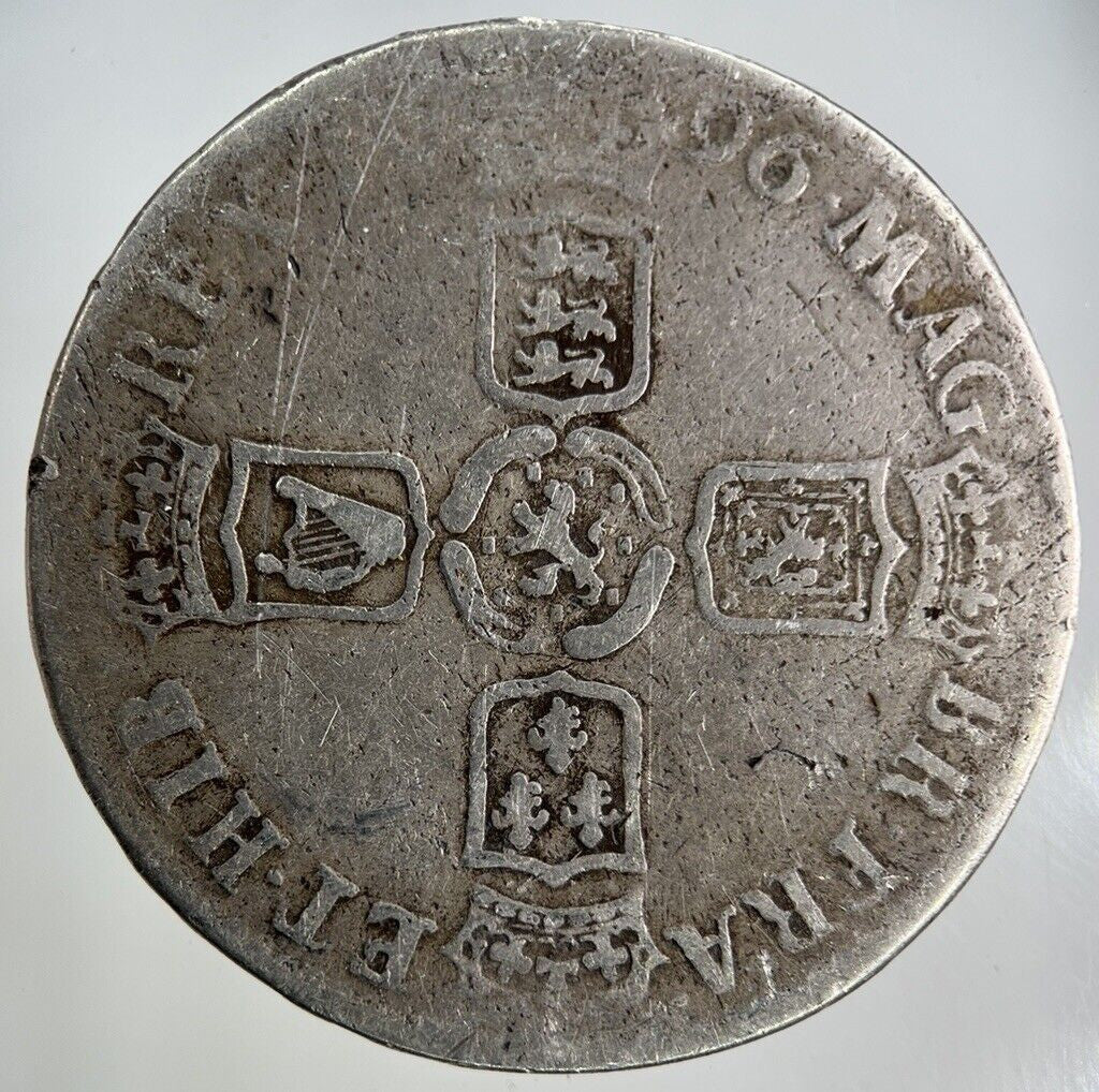 1696 William III 3rd Half - Crown Silver Coin | Fine Collectable Grade