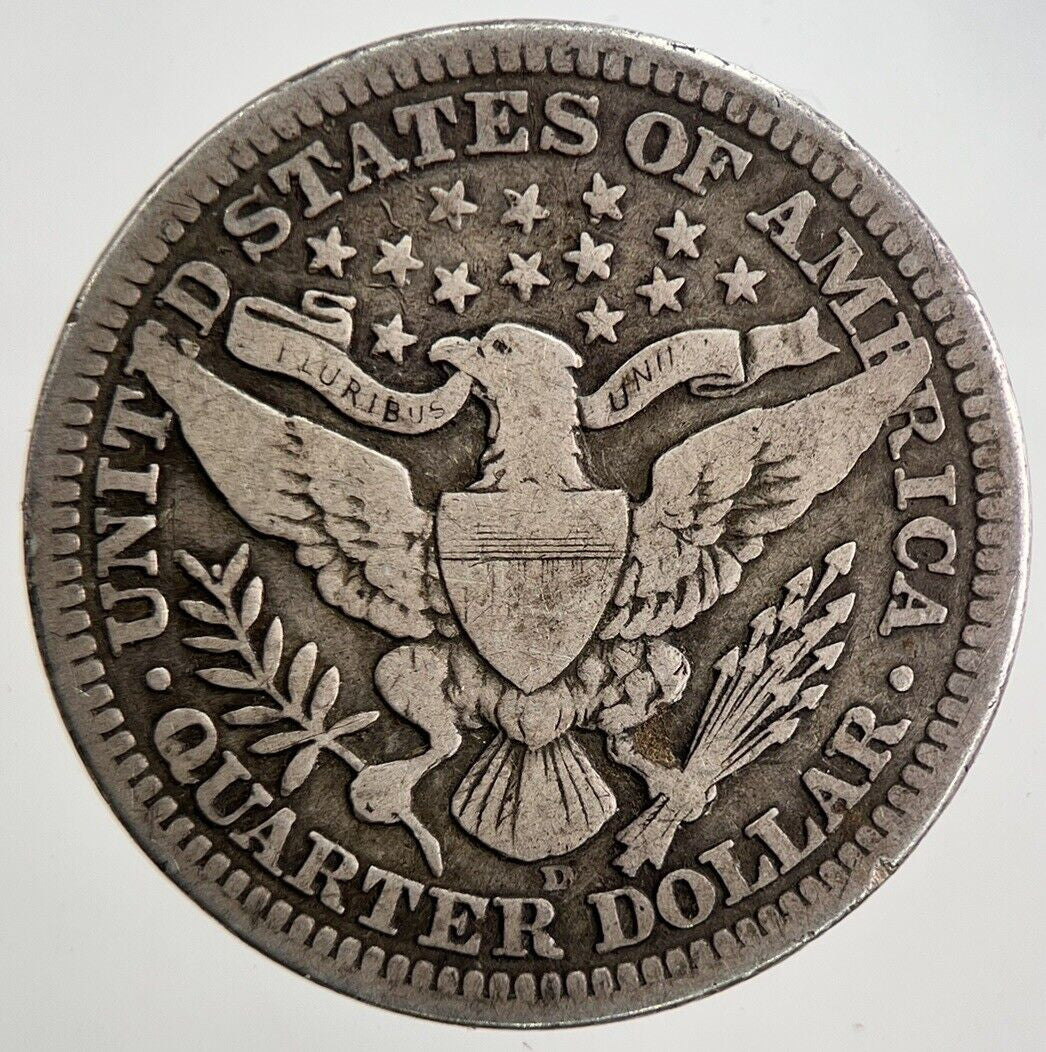 1916 - D US USA Barber Quarter Silver Coin | Fine Collectable Grade | a5534