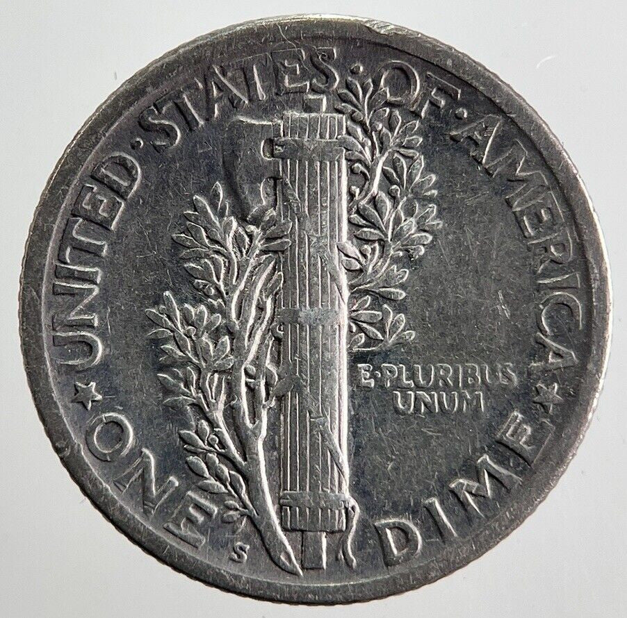 1917 - S US USA Mercury Dime Silver Coin | Fine Collectable Grade