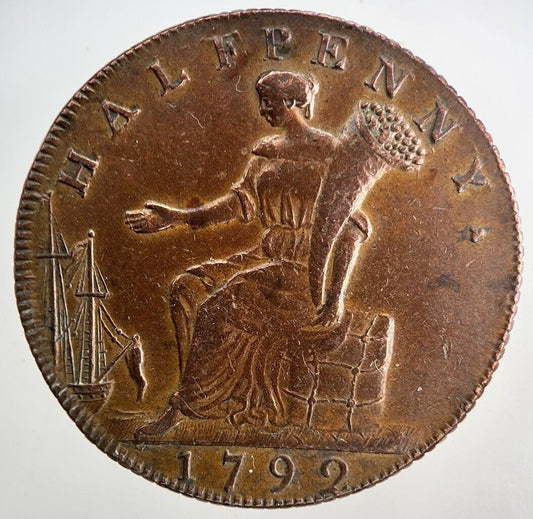 1792 London & Middlesex Half-Penny Token Coin | Very High Grade | a9513