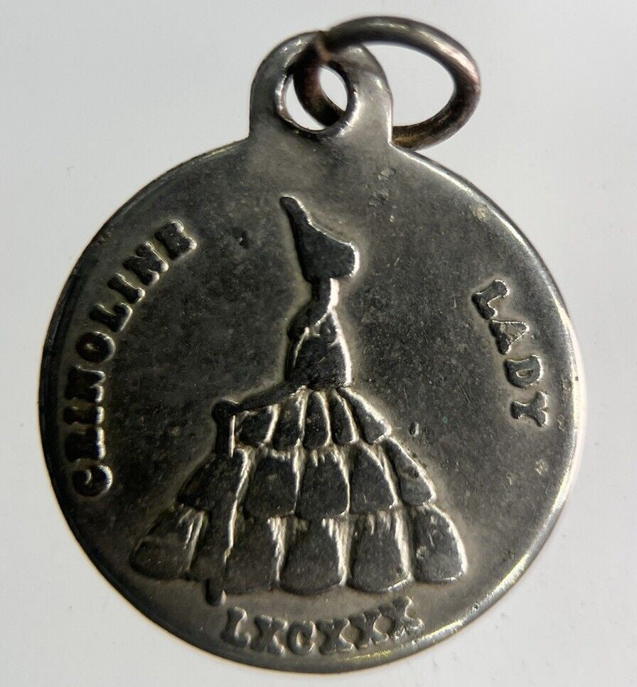Old Crinoline Lady Medal Necklace Charm | Height 1.5cm Collectable Grade
