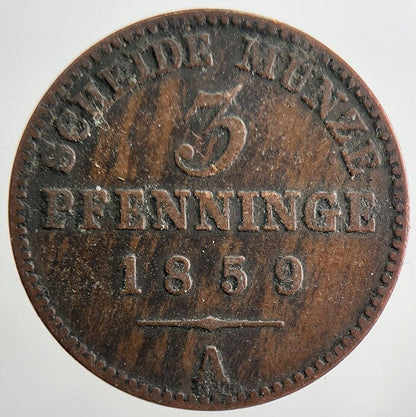 1859 - A Germany 3 Pfennig Coin | Collectable Grade | a2611