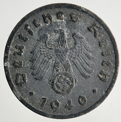 1940 Germany Nazi 1 Pfennig Coin | Fine Collectable Grade