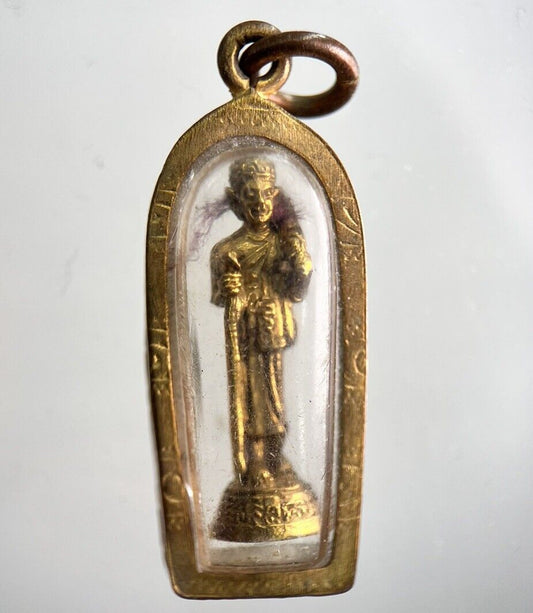 Thailand Old Thai Monk Necklace Charm Pendant Amulet | Height 3.8cm