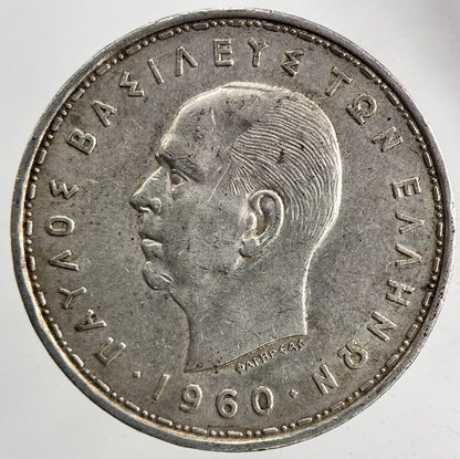 1960 Greece Greek 20 Drachmai Silver Coin | Fine Collectable Grade
