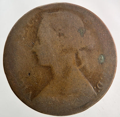 1876 - H Victoria One Penny Coin | Worn Grade