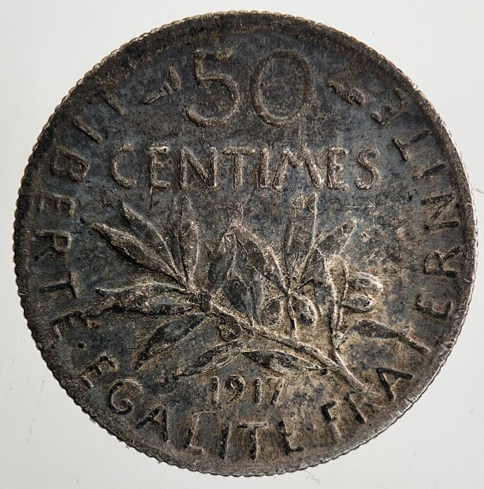 1917 France 50 Centimes Silver Coin | Fine Collectable Grade