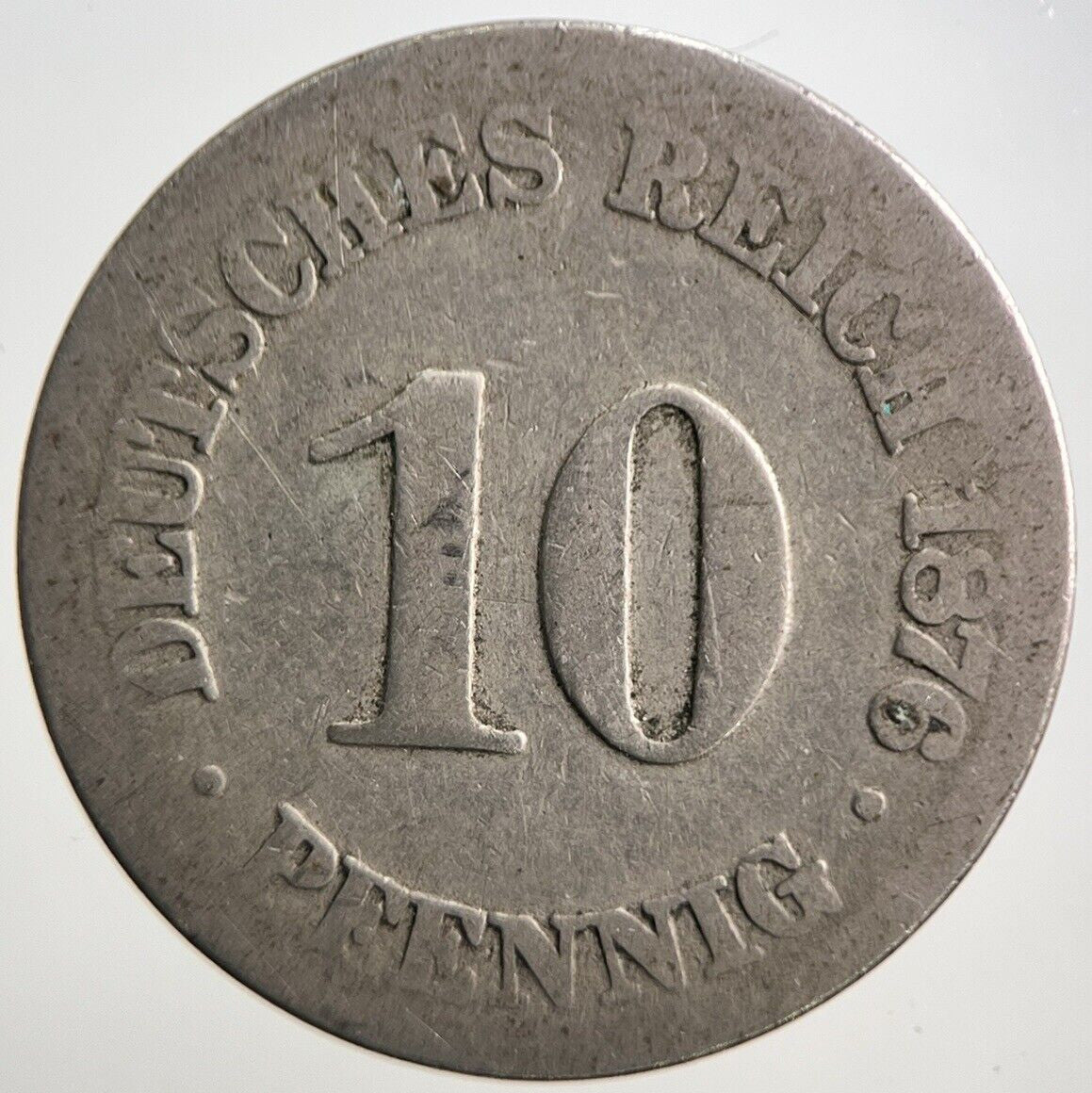 1876 Germany 10 Pfennig Coin | Worn Grade | a3094