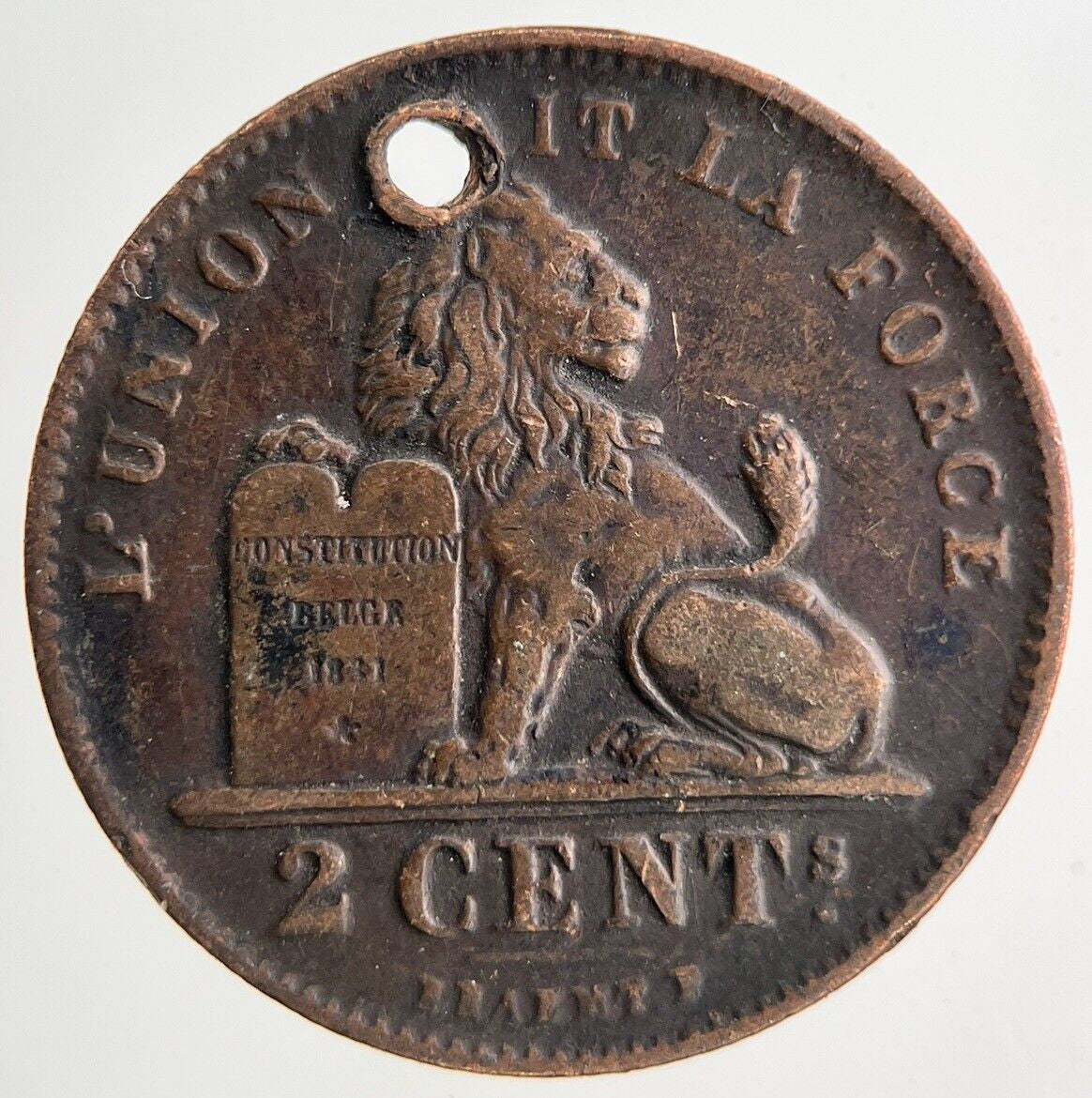 1909 Belgium 2 Cents Centimes Coin | Fine Collectable Grade