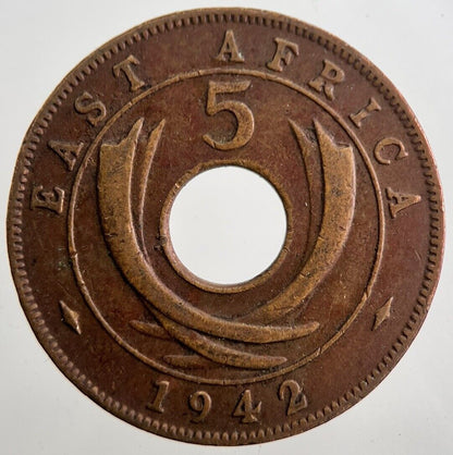 1942 East Africa 5 Five Cents Coin | Fine Collectable Grade | a7547