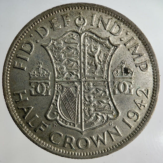 1942 George VI Half - Crown Silver Coin | Fine Collectable Grade